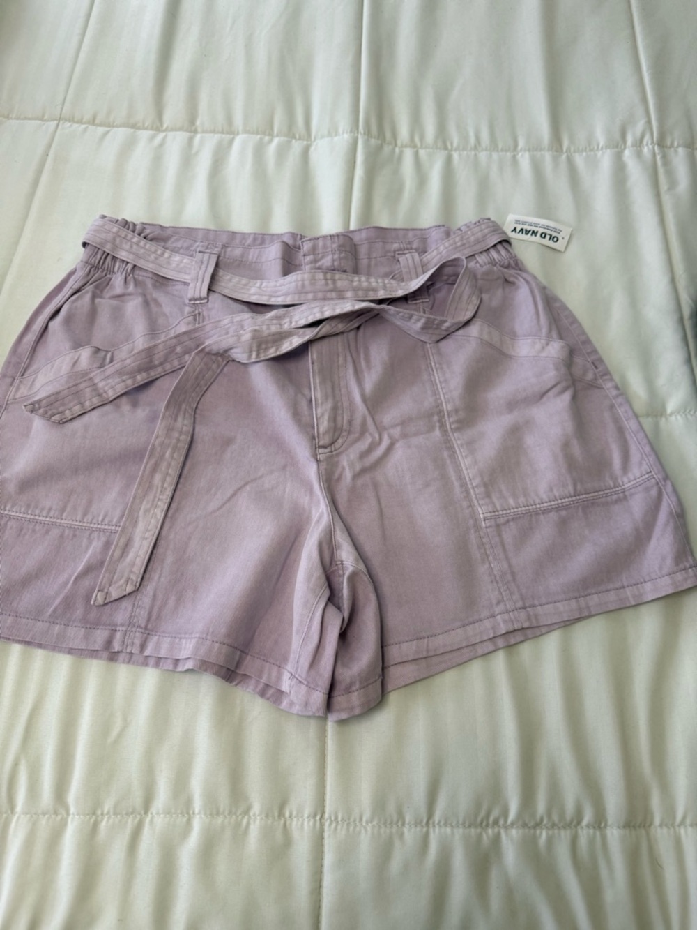 Old Navy Lavender Tie-Waist High-Rise Utility Shorts